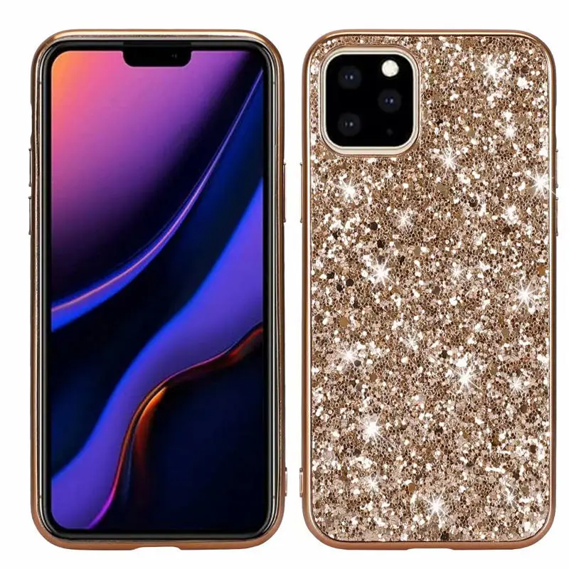 gold Чехол для iphone 11 i phone11 pro max Блестящий силиконовый чехол с блестками для iphone 11 с блестящими кристаллами - Цвет: gold