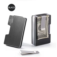 dienqi rfid anti metal card holder men wallet money bag black slim male mini smart magic minimalist pocsafe wallet aluminum 2021
