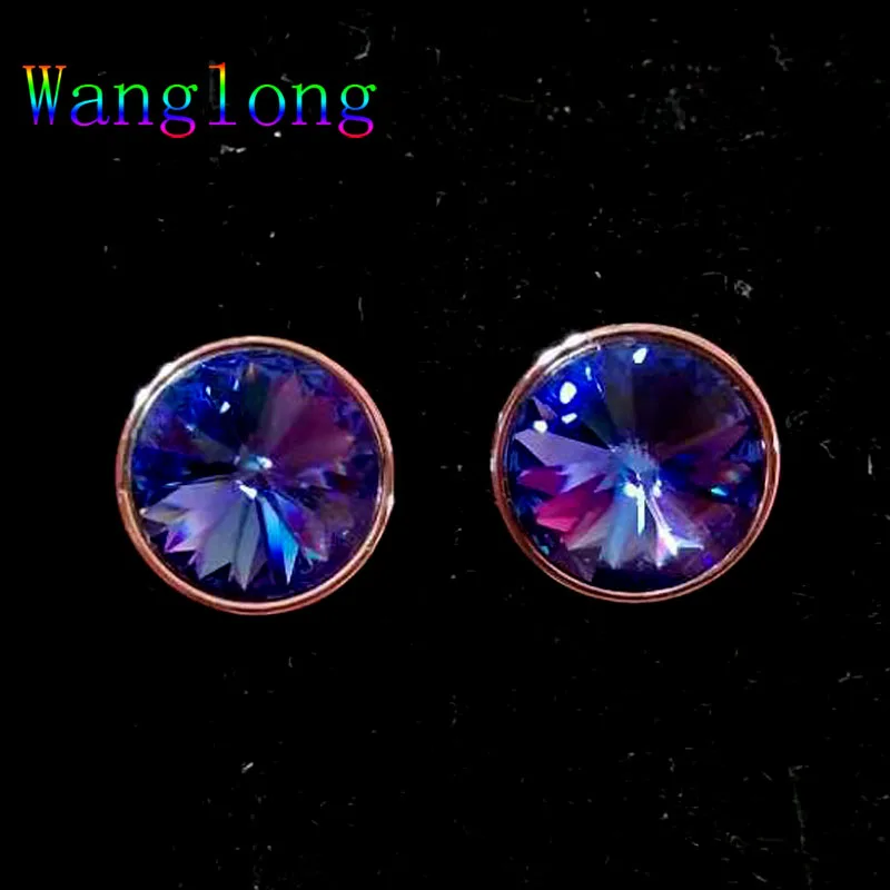 Wanglong, таинственный цвет, продвинутый кристалл, новые серьги-гвоздики, Круглые, 11 мм, много цветов, для женщин, ювелирные изделия