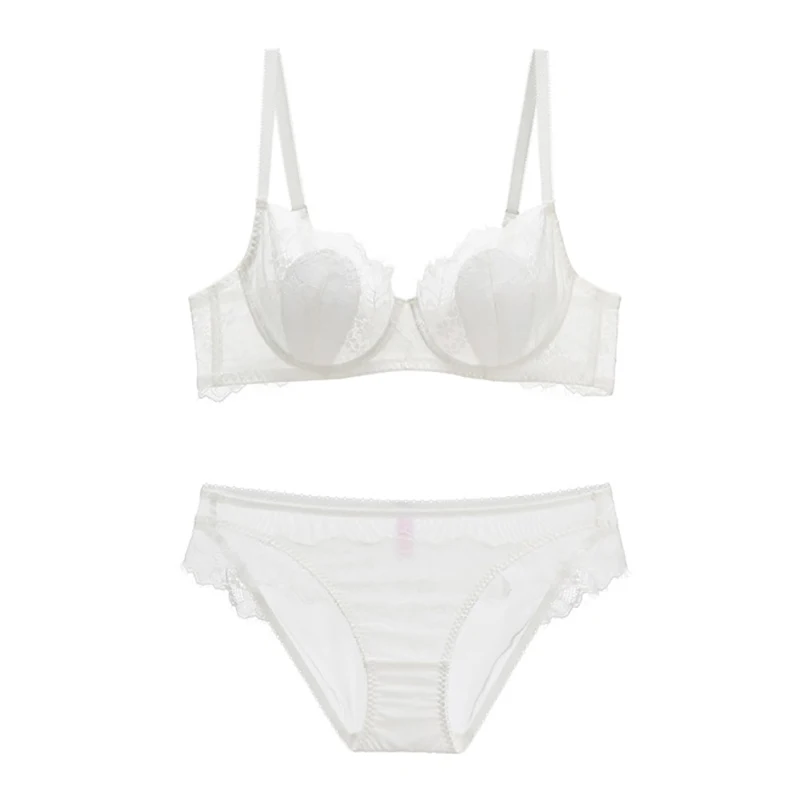 Комплект кружевного ультратонкого прозрачного нижнего белья с тонкой