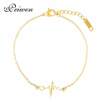 medical heartbeat bracelet for nursedoctor gift ecg stainless steel gold rose color chain bracelet heart fashion jewelry
