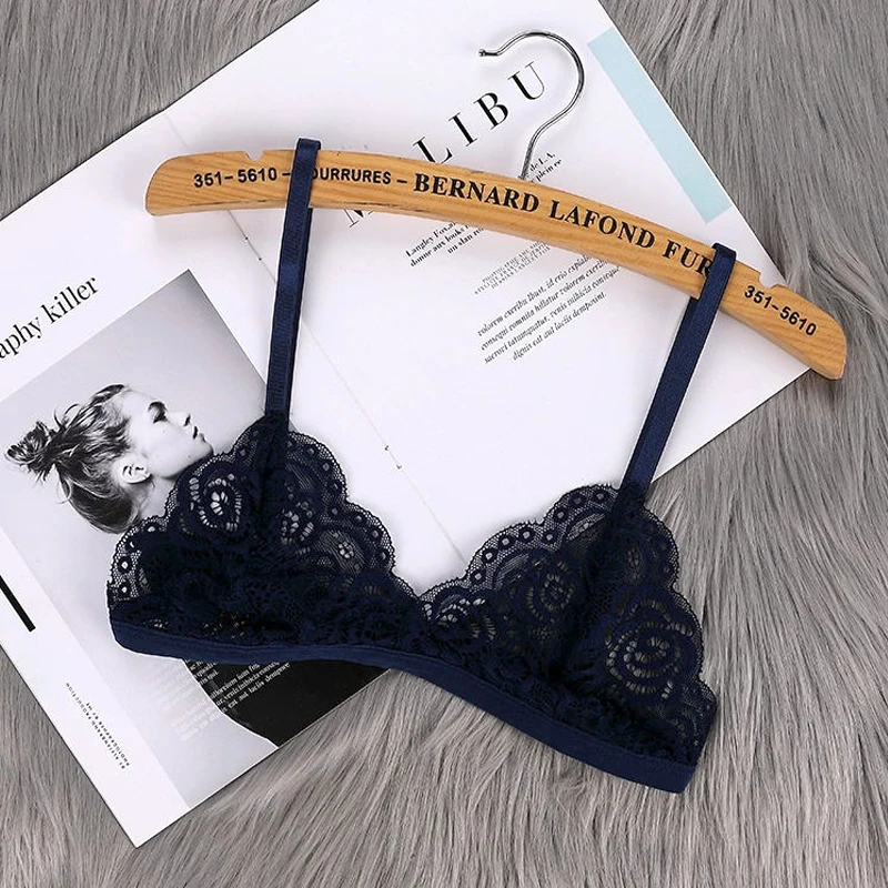 

Plus Size Vest Bra Female Lingerie Sexy Lace Thin Bras For Women Wireless Underwear Transparent Push Up White/Black Bralette