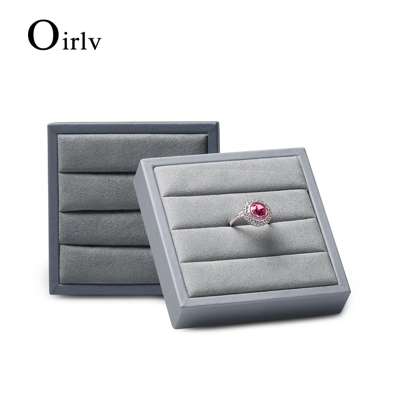 Oirlv New High-End PU Leather Creative Elastic Terms Ring Display Plate Home Storage Arrangement Jewelry Store Display Box