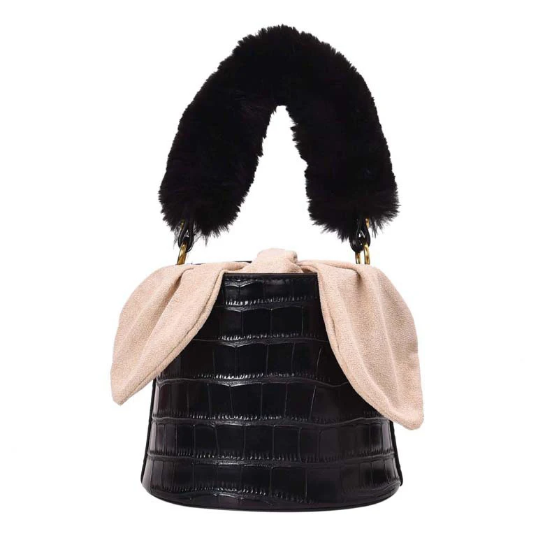 

Quality Leather Stone Pattern Women Bucket Bag Luxury Handbags Women Bags Designer Plush Fashion Shoulder Bags Small Handbags