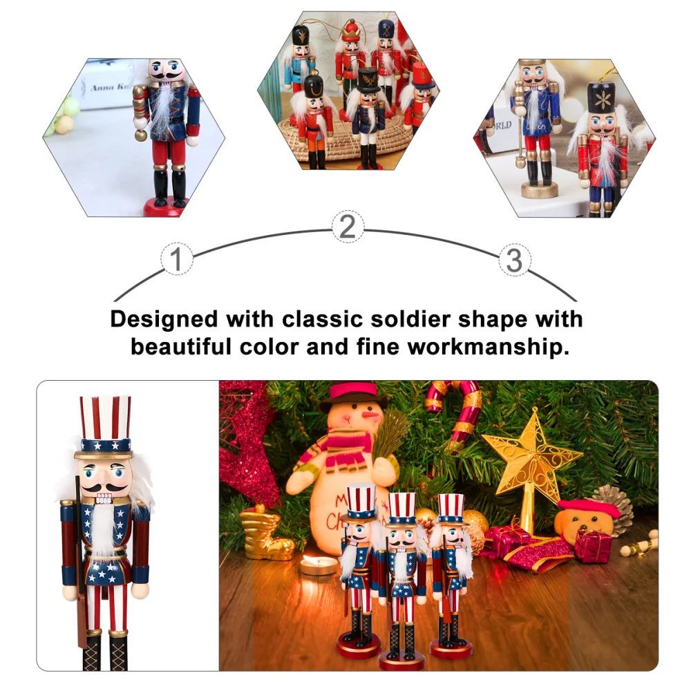 

1pc Classic Wooden Walnut Soldier Nutcracker Puppet Soldier Toys Desktop