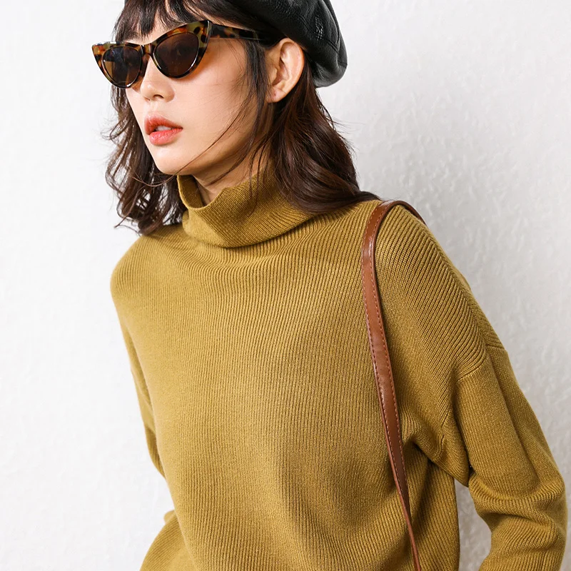 Женский кашемировый свитер с длинным рукавом ALKMENE свободный короткий высоким