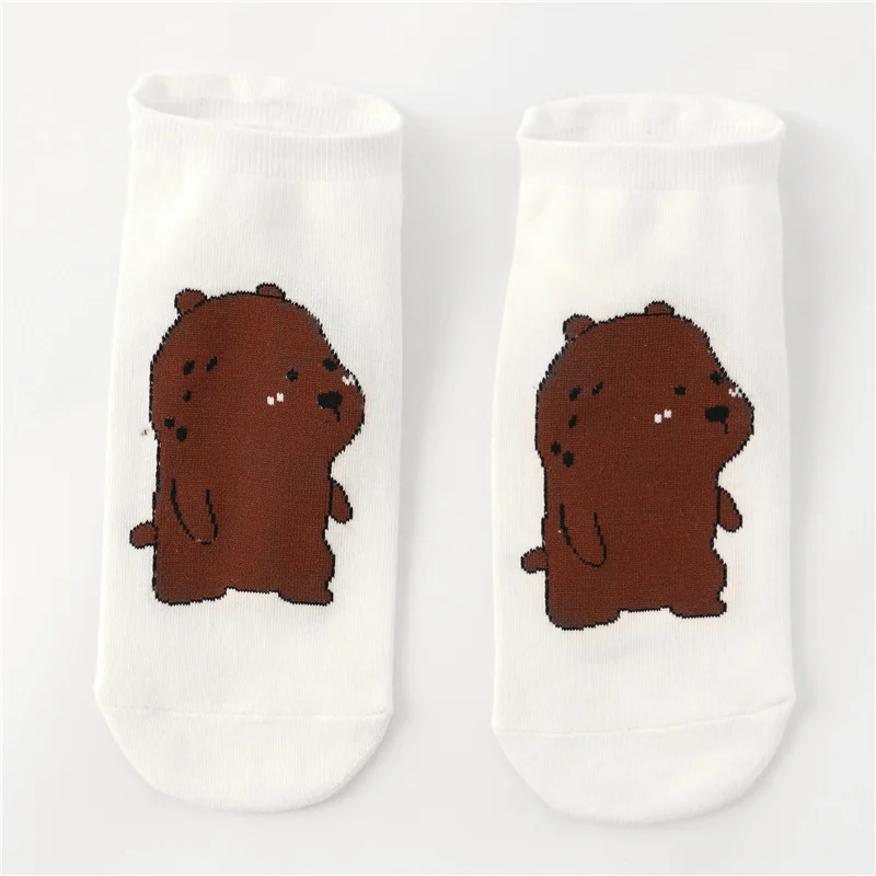 2 Brown Bear Носки в стиле Харадзюку с забавными рисунками животных Летние Носки с рисунком граффити, Кита, медведя, голубя, пингвина оригинальные носки унисекс - Цвет: 2 Brown Bear