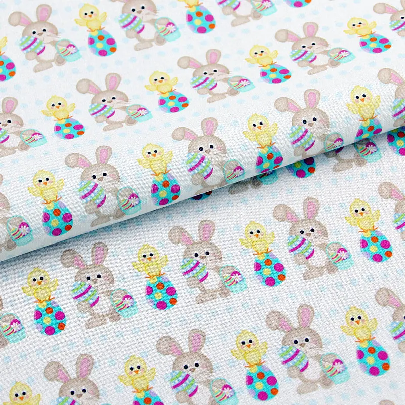 

145cm Wide Cartoon Easter Egg Rabbit Print Cotton Fabric for Sewing Material DIY Children's Fabrics Cloth Patchwork Accessories