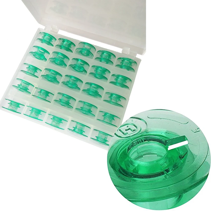 

Green Plastic Sewing Machine Bobbins Set 4131825-45 for Husqvarna Viking White With Thread Hole(1 box=25 pcs)(1 box=28pcs)