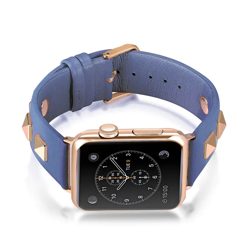 Панк кожаный ремешок для Apple watch ремешок 44 мм 40 мм iWatch ремешок 38 мм 42 мм Натуральная кожа ремешок для часов Браслет Apple watch 5 4 3 21