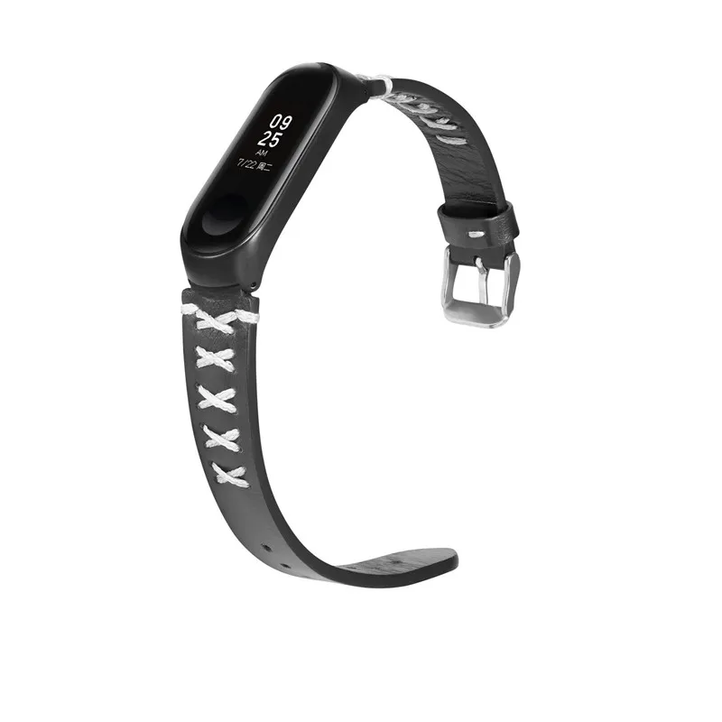 Ремешок из натуральной кожи для xiaomi mi band 4 Браслет фитнес спортивные