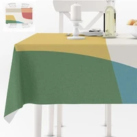 rectangular tablecloth geometric red green yellow white kitchen decor anti stain waterproof portable folding table cover