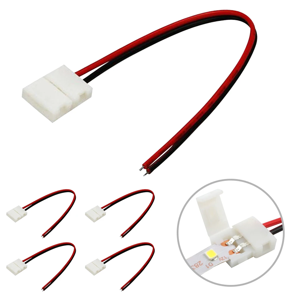 Одноцветная Светодиодная лента 2 контакта 8 мм 10 соединительный кабель