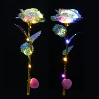 romantic colorful led fairy rose artificial galaxy rose flowers for girl friend valentines day gift wedding party home decor
