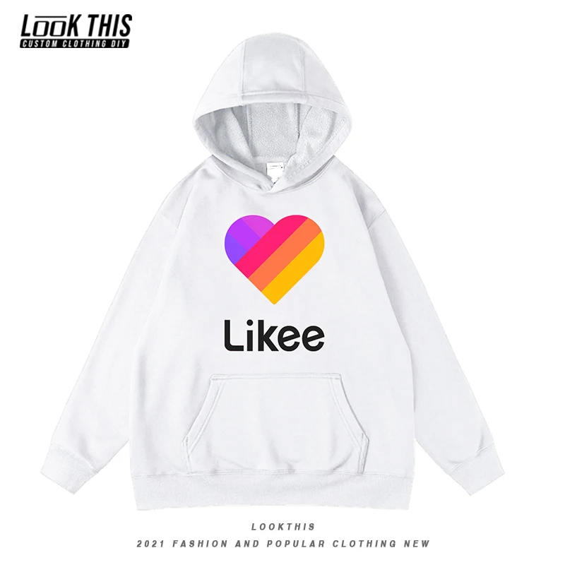 

2021 Russia Hot APP Likee LIKEE Printing Men's Oversized Pullovers Hoodies Sweatshirts Mens Hoodies Long Sleeve Streetwear Tops