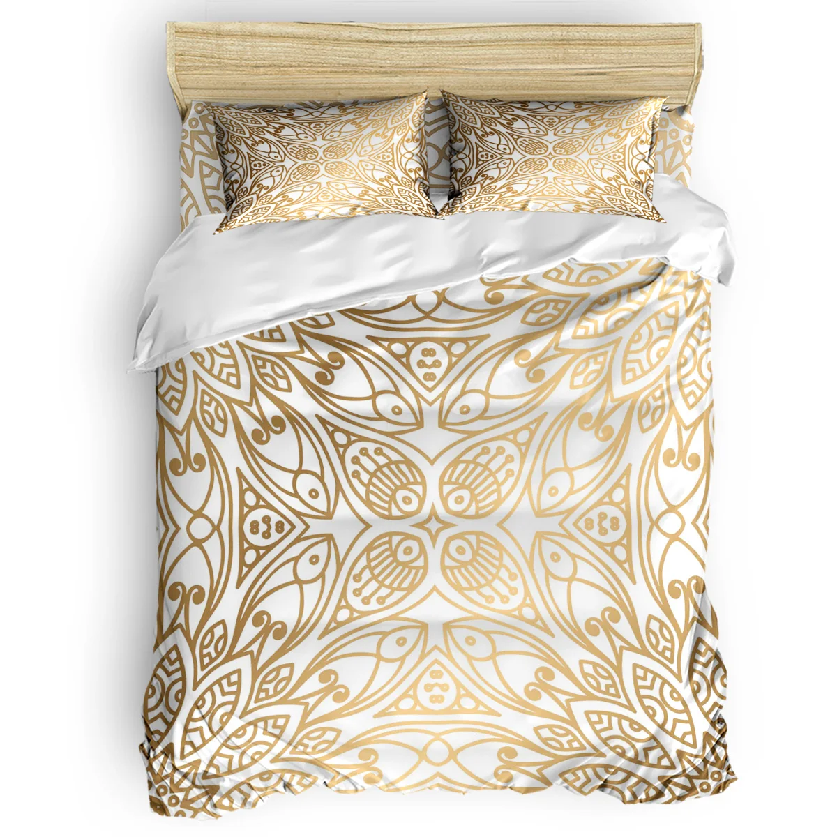MISSHOUSE Золотой марокканский узор пододеяльник набор постельного белья наволочки 4