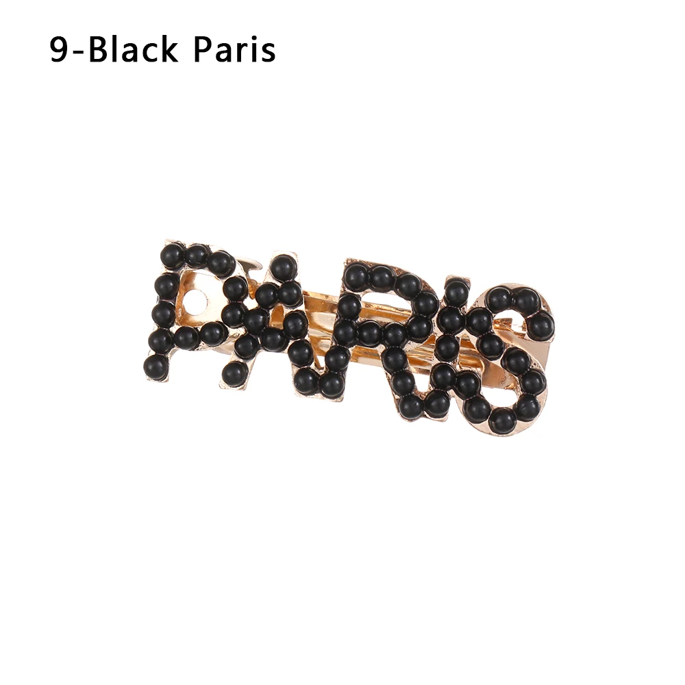Black Paris 1 предмет; Новинка; модные женские туфли жемчужные заколки для волос заколки Нью-Йорк Токио заколка для волос Paris London буквы заколки металлические заколки для волос аксессуары - Окраска металла: Black Paris