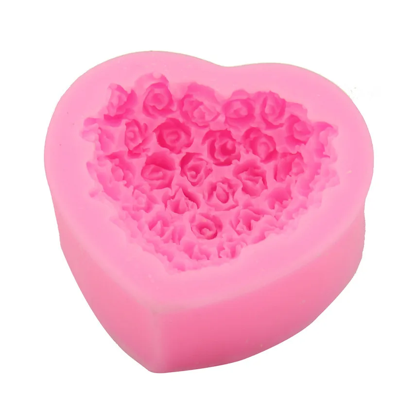 

New Heart Shaped Rose Bouquet Fondant Mold Cake Mould Baking DIY Silicone Appliance Fondant Tool Cake Mould Kitchen baking Tools