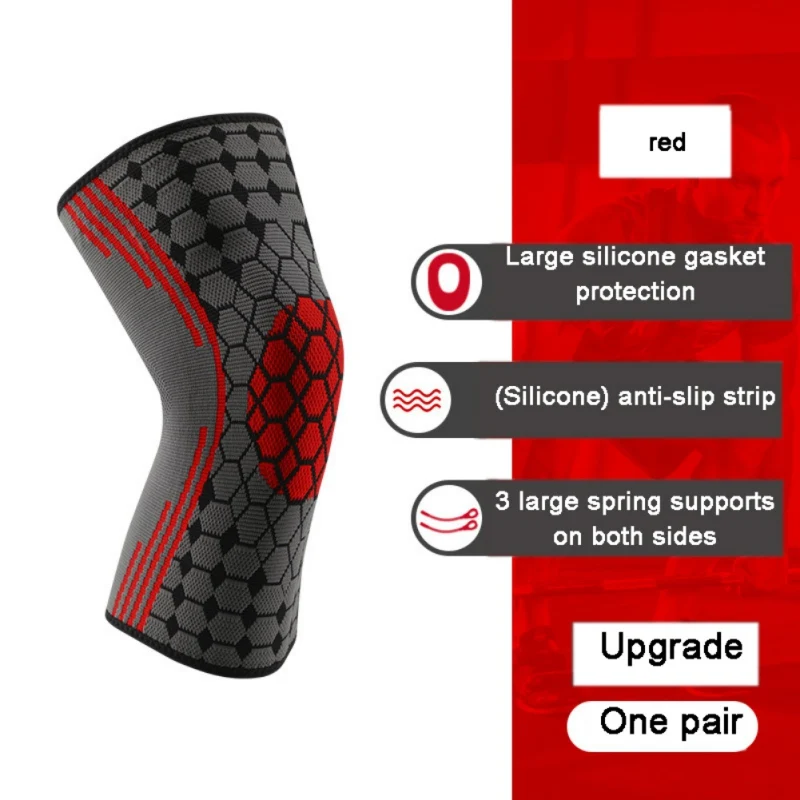 

Sports Silicone Spring Knee Pads Absorb Sweat Breathable Compression Non-slip Strip Knee Pads