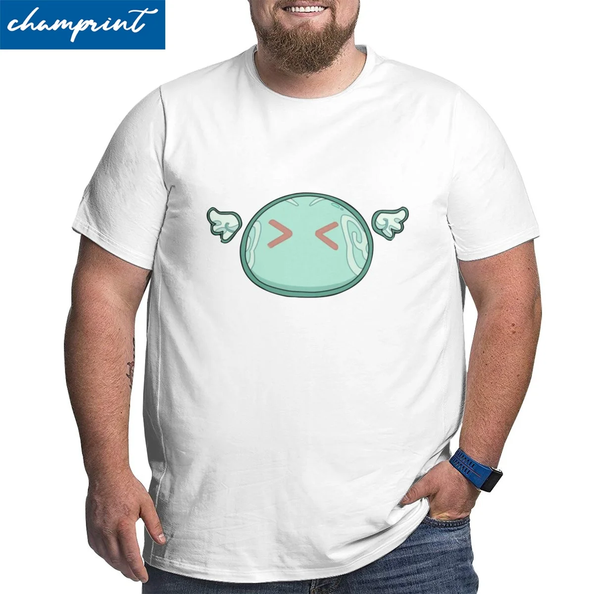

Футболки Genshin Impact Anemo Slime, мужские новые футболки с рисунком Аниме игры, футболка с высоким воротом и коротким рукавом, женская одежда 5XL 6XL