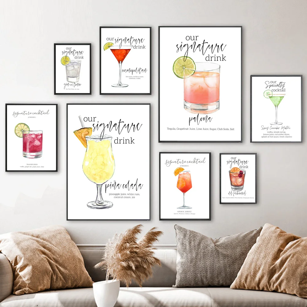 

Goblet Whiskey Cocktail Lemon Summer Drink Wall Art Canvas Painting Nordic Posters And Prints Wall Pictures For Bar Room Decor