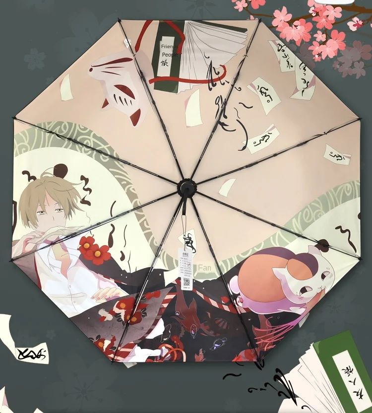 

Японское аниме, Нацумэ Yuujinchou, косплей, ветрозащитный, с рисунком, тройного сложения, зонтик с принтом l802