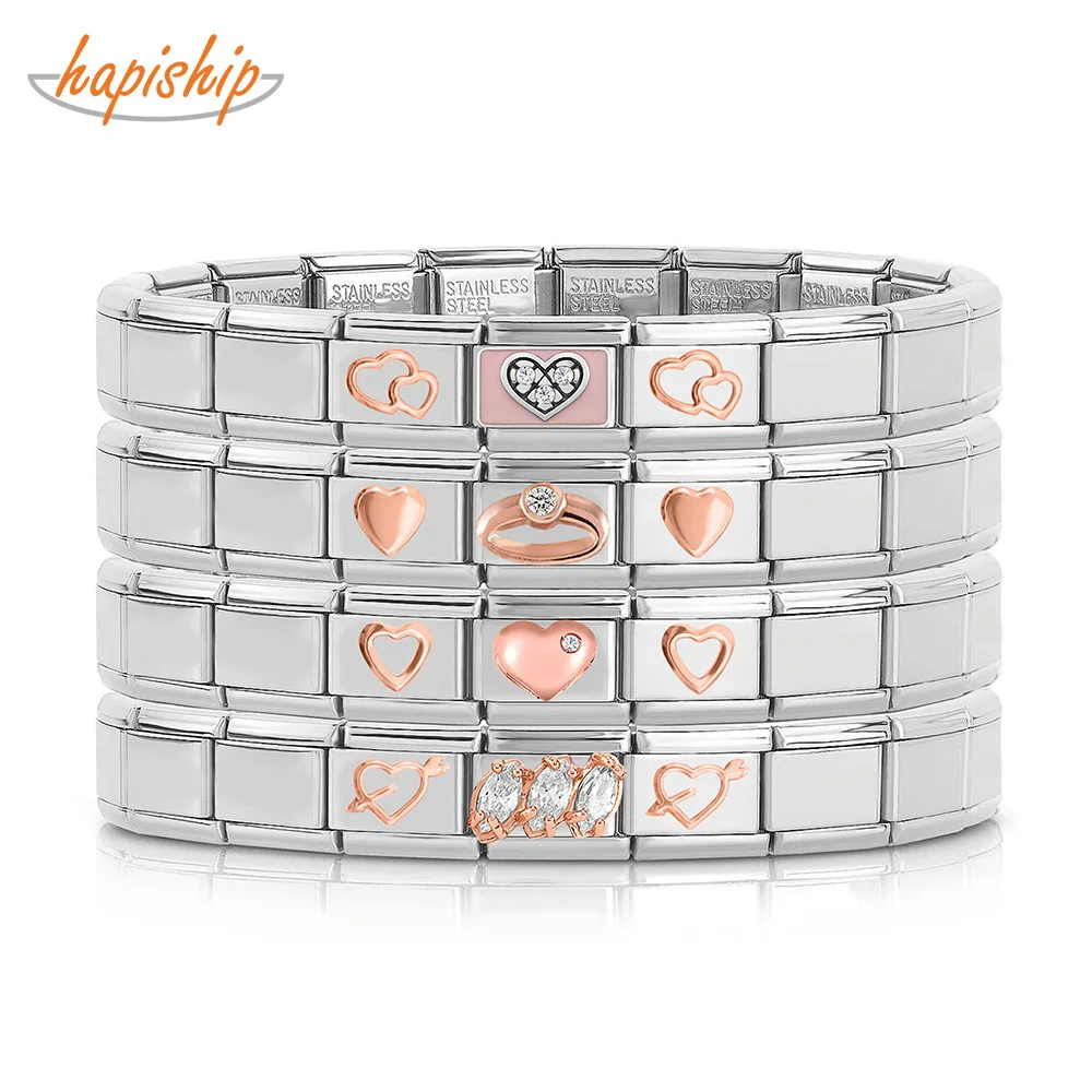 

Браслет Hapiship GDJ218 женский/мужской, романтический квадратный браслет с подвесками в виде роз, сердца и листьев, подарок на день рождения