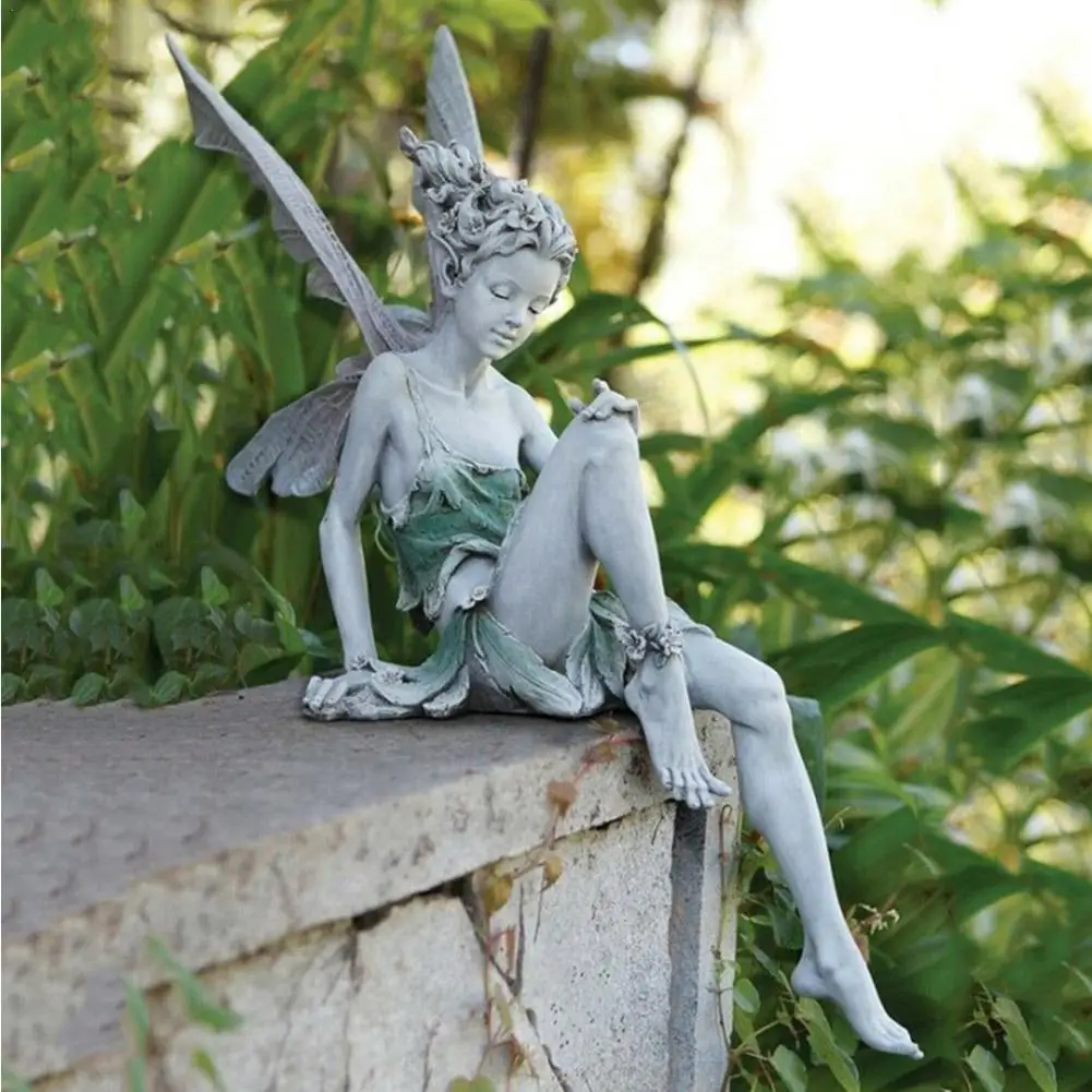 

Angel Girl Resin Statue Outdoor Garden Fairy Garden Sculpture Crafts Lawn Fountain Or Pond Decoration
