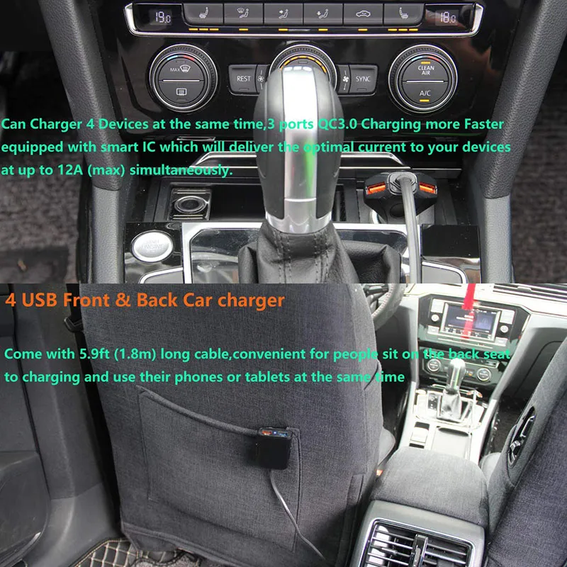 2019 Wholesale Car Charger for Front Back Seat Charging USB Ports Quick Station X-Best | Мобильные телефоны и аксессуары