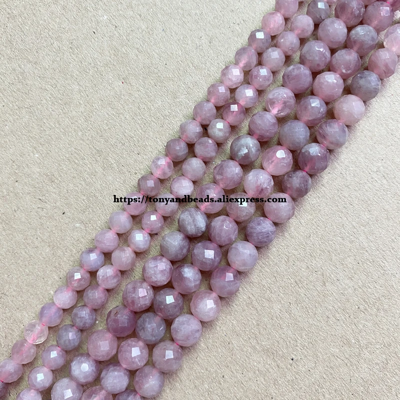 

Semi-precious Stone Diamond Cuts Faceted AA Quality Madagascar Pink Rose Quartz 7" Round Loose Beads