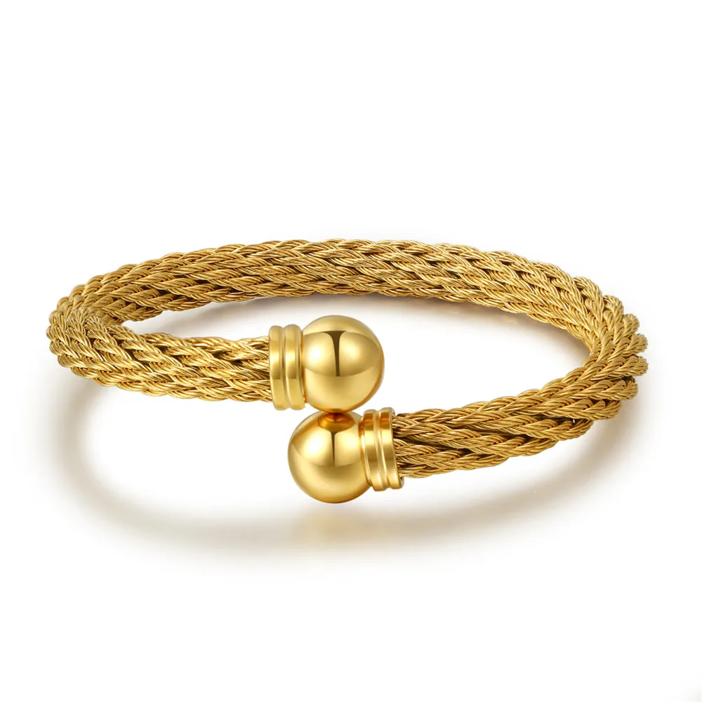 

Trendy Stainless Steel Cuff Bracelet Bangle For Women Round Ball Bangle Personalized Lover Gift for Women Men