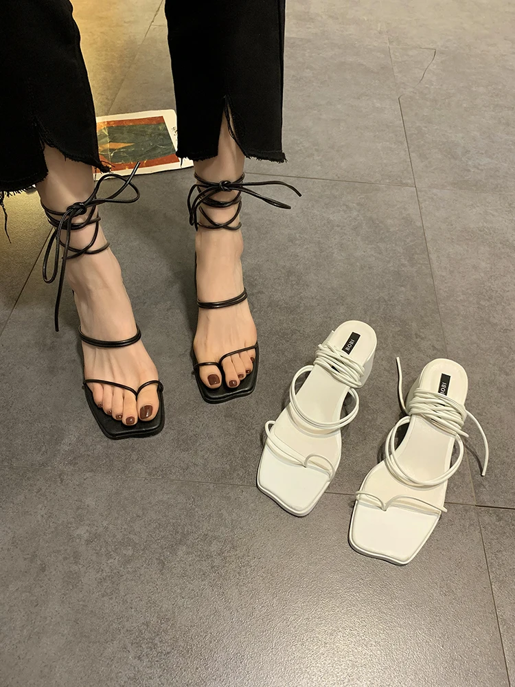 

Sandals Straps Block Heels Espadrilles Platform Med Female Shoe 2021 Women's Gladiator Chunky High Medium Girls New Stiletto Su