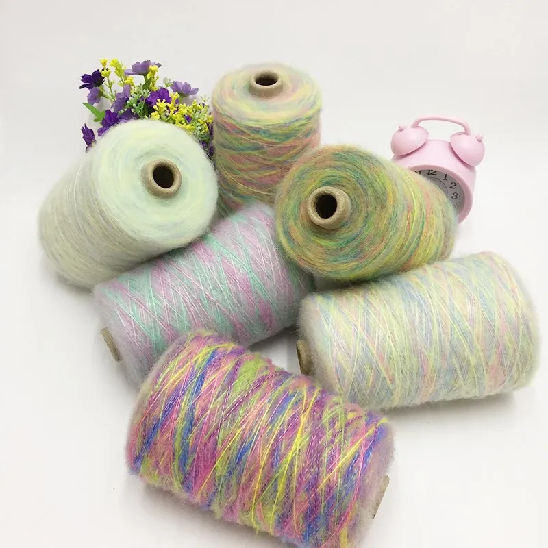 

500g Section Dyed Mohair Yarn Crochet Knitting Skin-friendly Baby Wool Yarn DIY Hand-knit Sweater Shawl Rainbow Scarf Baby Yarn