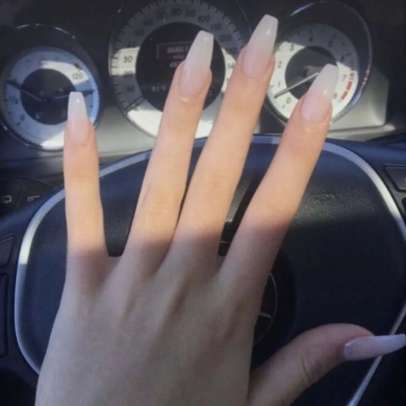Summer Women Wearable Solid Color Nail-finished Stickers Ins Style Manicure Tools Full Coner Long Square Head Fake Nail Patches