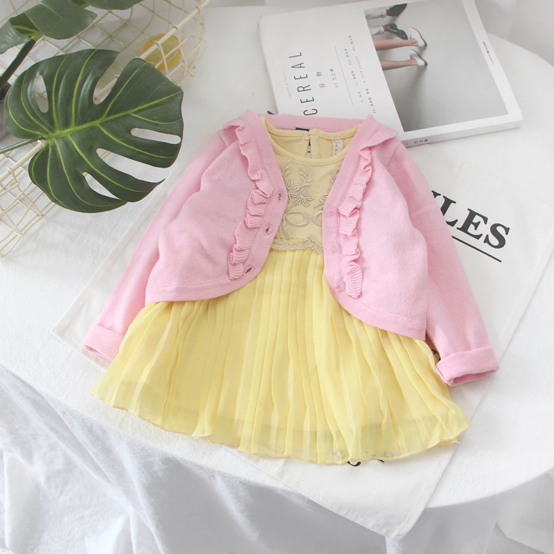 Куртки для маленьких девочек 100% хлопок розовый белый кардиган с V образным