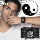 Мужской Ретро-браслет с подвесками Vnox, многослойный кожаный браслет, многослойный Плетеный Кожаный Браслет, повседневный мужской браслет в стиле панк-рок