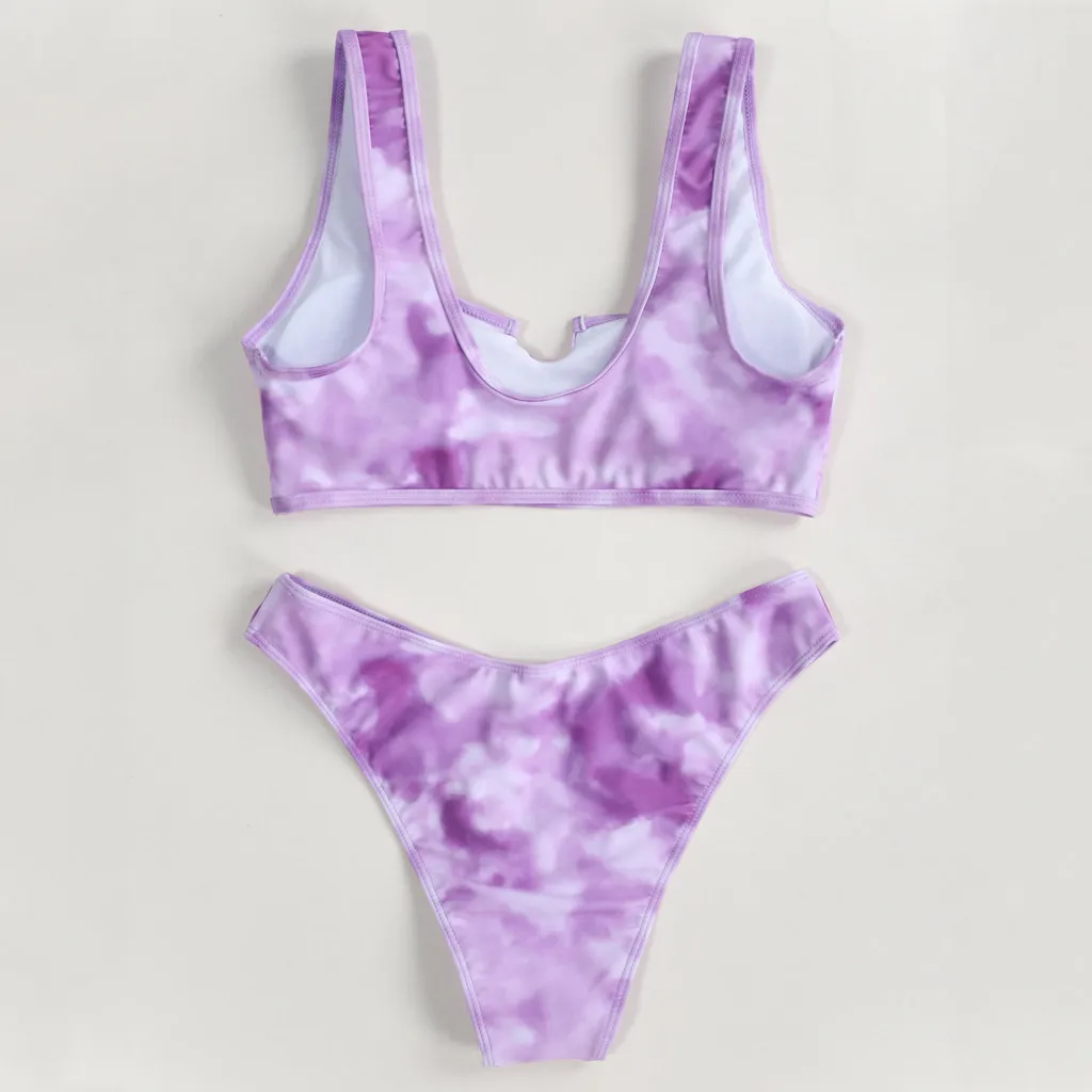 Бразильское бикини Push Up для женщин купальник с завышенной талией и треугольными