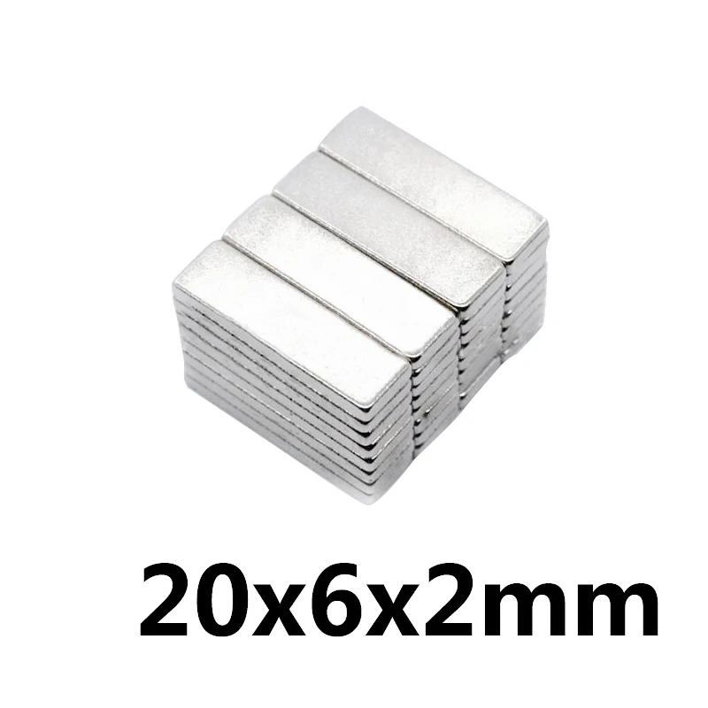 15/30/50pcs 20x6x2mm Block N35 Strong Square NdFeB Rare Earth Magnet 20*6*2mm Neodymium Magnets 20mm x 6mm 2mm magnetic | Обустройство