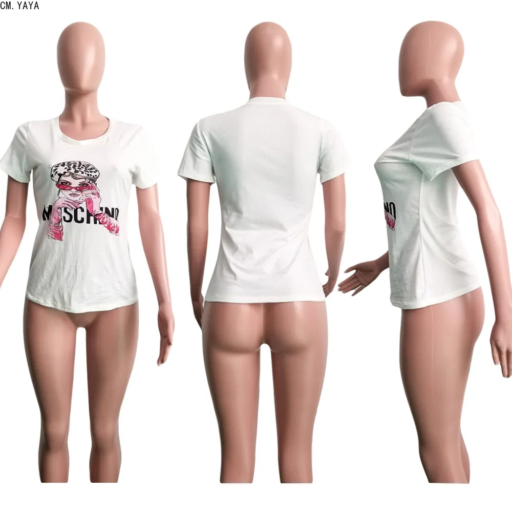 CMYAYA Женская летняя футболка с круглым вырезом и рисунком персонажа короткий