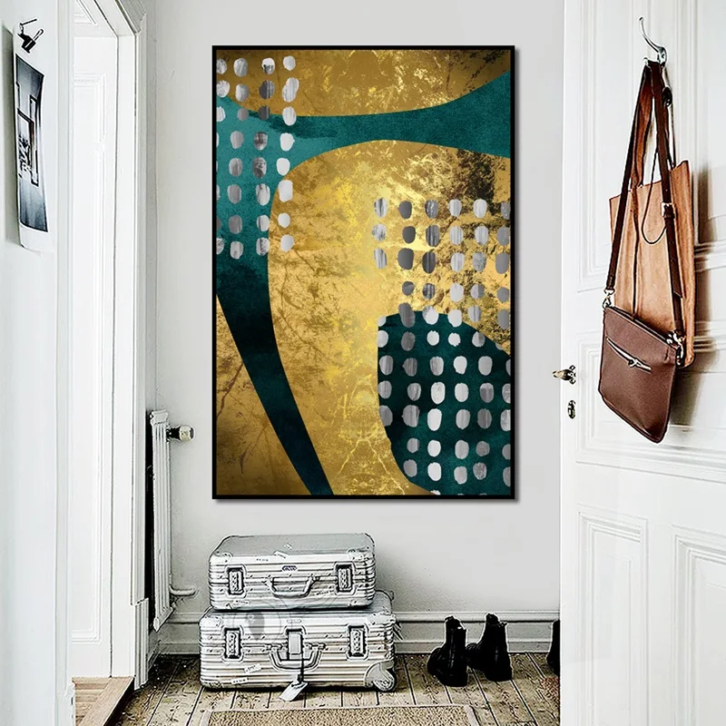 

Retro Abstract Decorative Paintings Yellow Green Color Matching Canvas Hanging Pictures For Bedroom Living Room House Decor