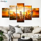 Картины на холсте с изображением облаков, 5 панелей, для декора гостиной, для бега, плакат с изображением лошадей
