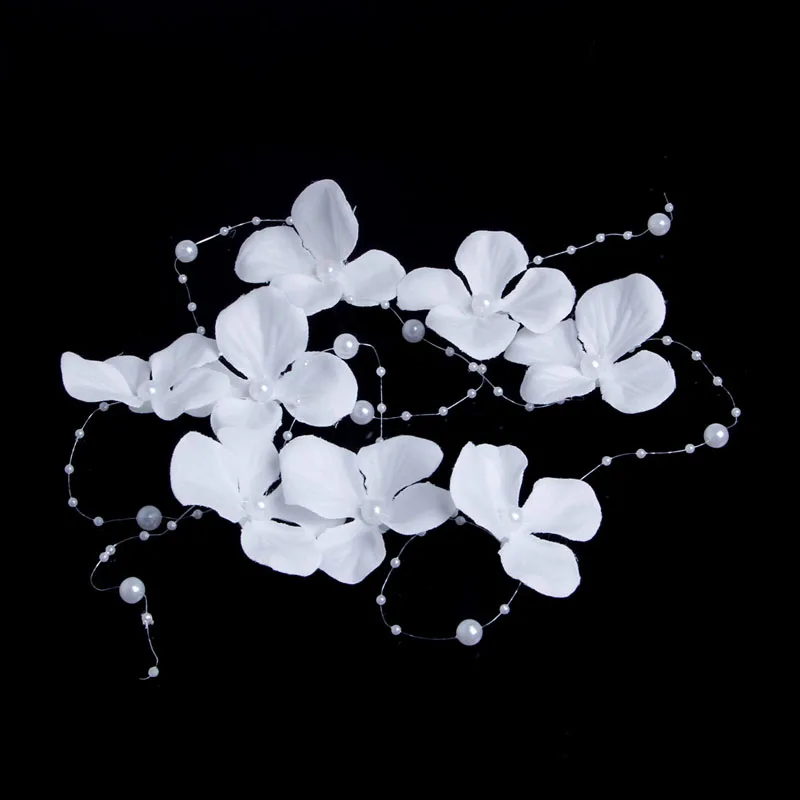 

White Flower Pearl Bead Wedding Bridal Garland Frontlet Headpiece Hair Accessory L4ME