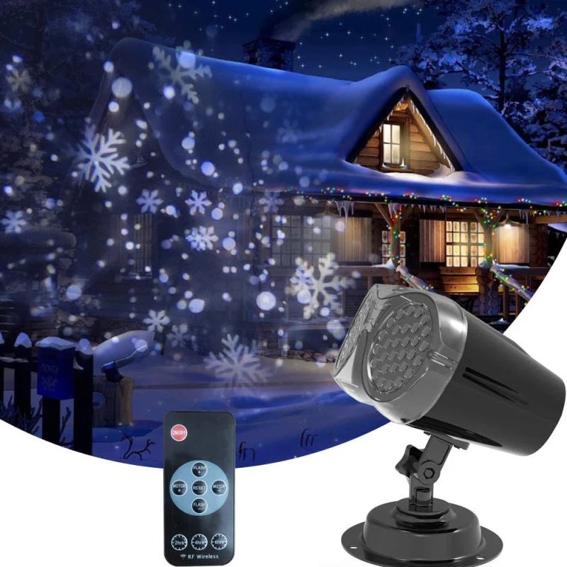 

HOT 1PC Fairy Projection Lamp Snowflake Projector Light Super Bright Christmas LED Laser Lights Outdoor Lawn LED Projection Lamp