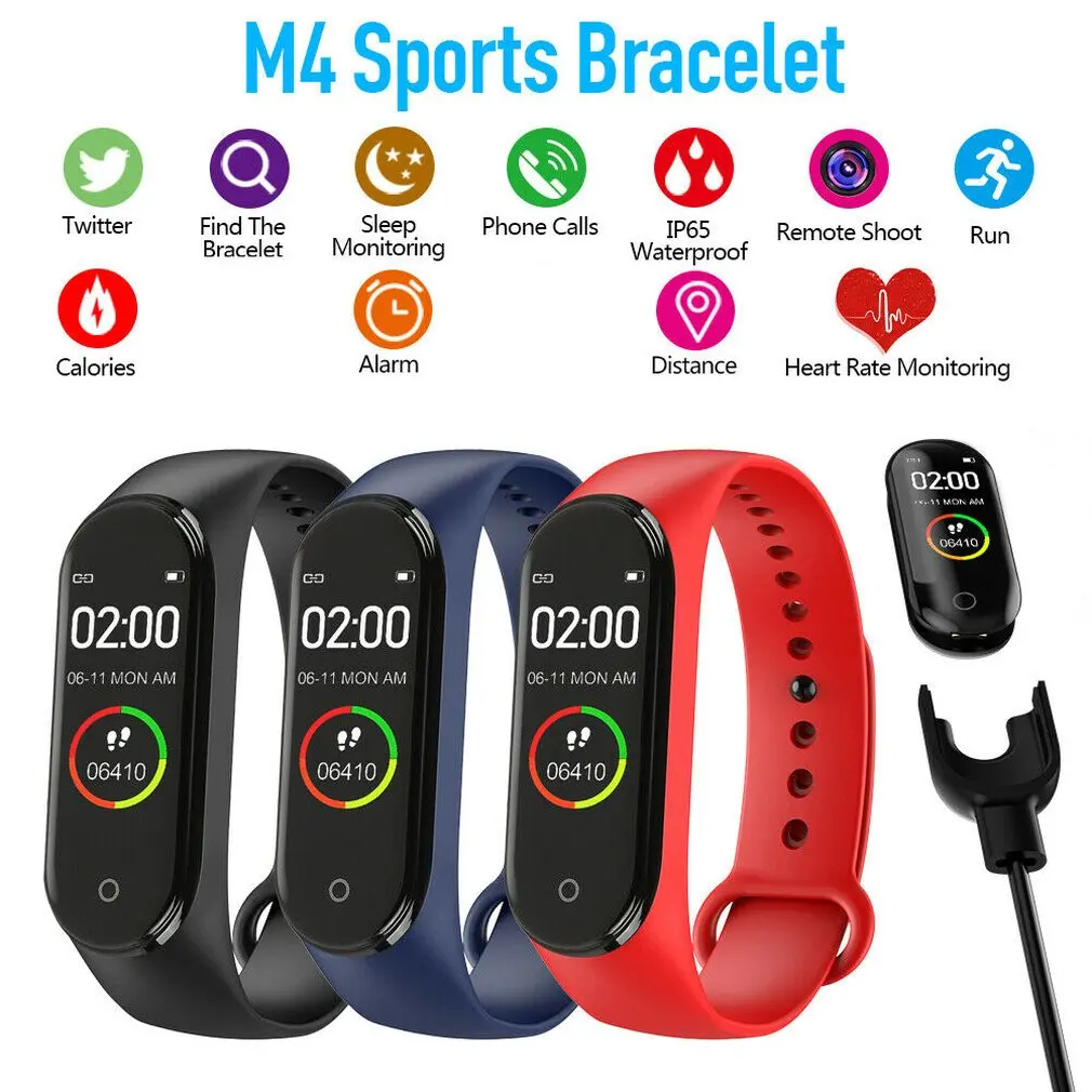 M4 мониторинг смарт-браслет Удаленная съемка телефонных звонков Спортивный