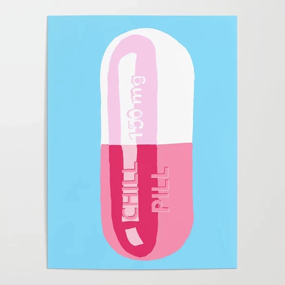 Печатные рисунки картина рисунок таблетки розовый белый мультфильм модульный