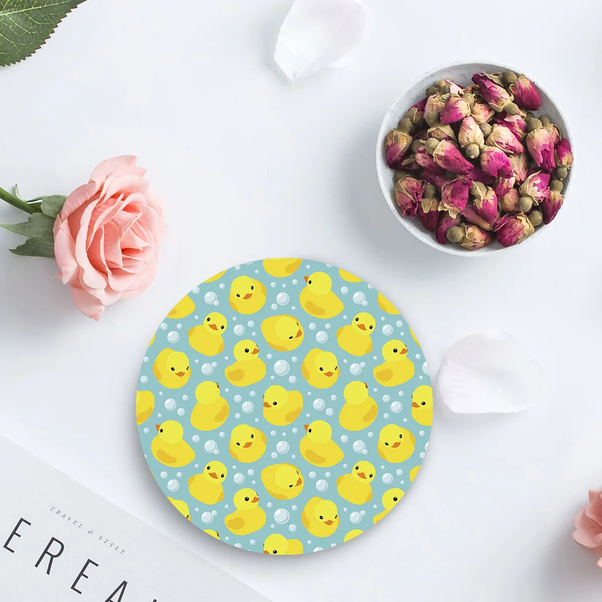 Duck Cute Water Droplets Placemat Ceramic Drink Coasters Table Decoration Absorbent Moisture |