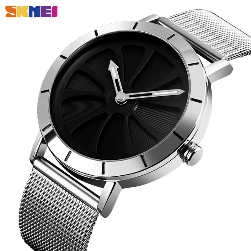 

SKMEI Fashion Quartz Watch Men Stylist Personality Design Simple Stainless Steel Band 3Bar Waterproof Luminous montre homme 9204