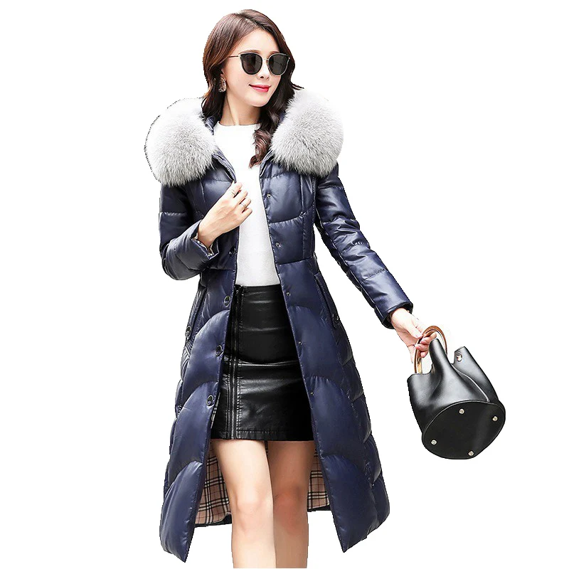 Женская замшевая парка из натуральной кожи осенне зимняя длинная куртка с