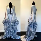 2020 серые банные пижамы пояс с оборками Свадебная вечерняя одежда для сна на заказ ночные рубашки Халаты свадебное будуарное платье