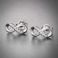 delicate 100 925 sterling silver colorsilver sparkling bow stud earrings with infinity clear cz women party luxury jewelry